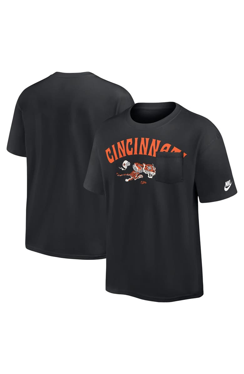 Nike Men's Nike Black Cincinnati Bengals Rewind Heavy Max90 Pocket T-Shirt, Alternate, color, Black