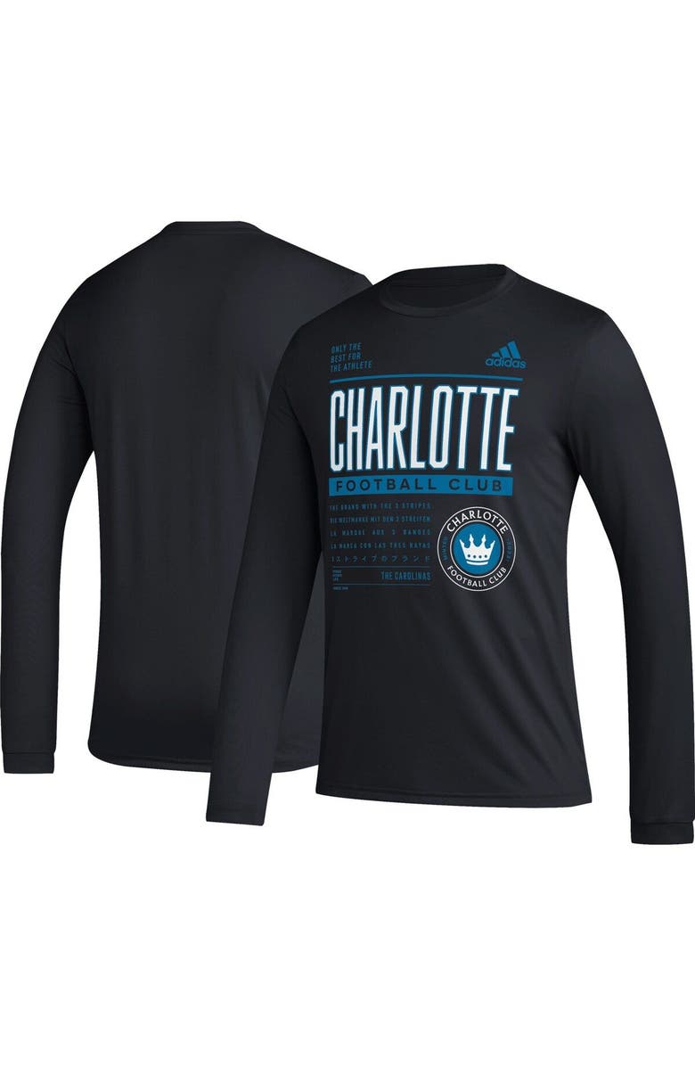 adidas Men's adidas Black Charlotte FC Club DNA Long Sleeve AEROREADY T-Shirt, Main, color, Black
