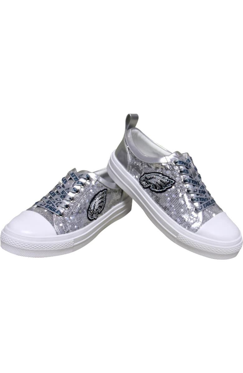 CUCE Women's Cuce Silver Philadelphia Eagles Team Sequin Sneakers, Alternate, color,