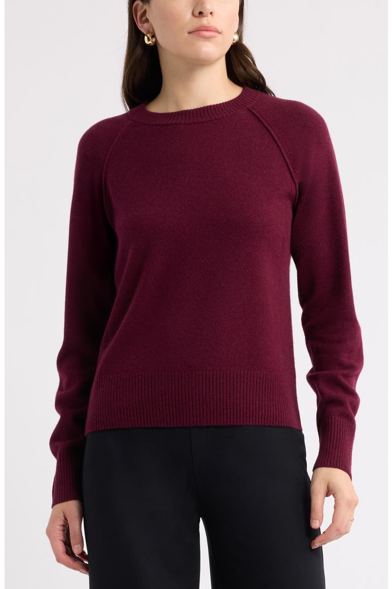 Wool & Cashmere Raglan Sweater, Main, color, BURGUNDY LONDON