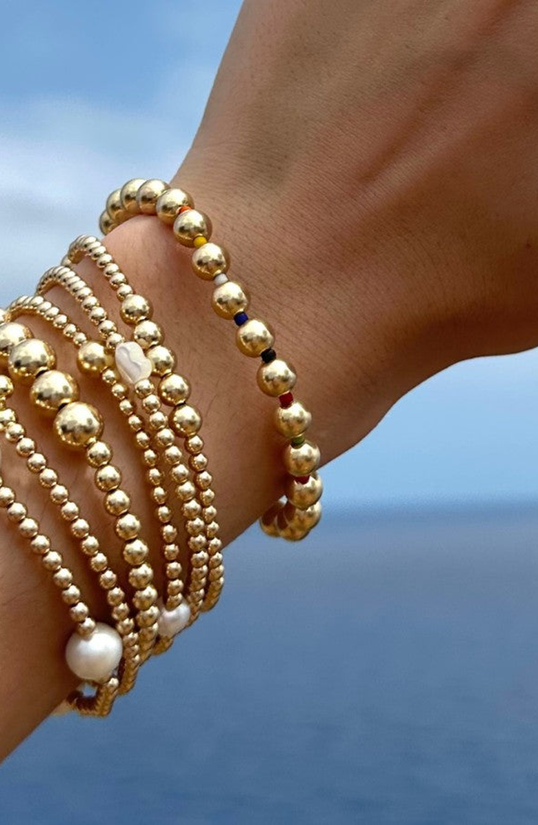 Little Sky Stone Bead 8-Pearl Bracelet, Alternate, color, Gold / Pearl