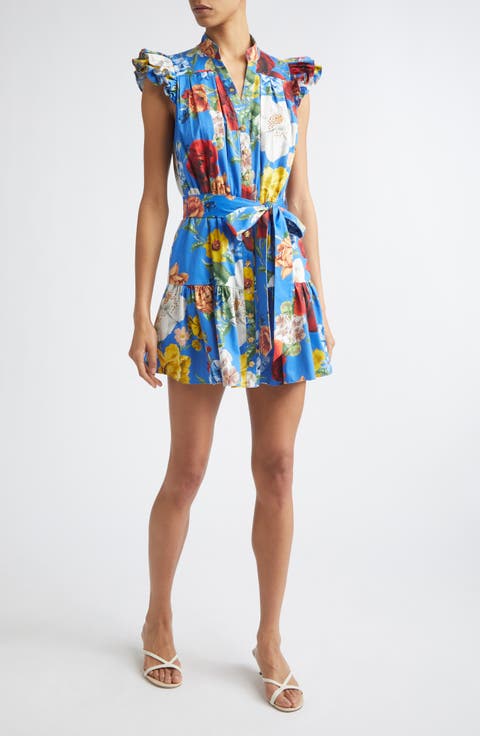 Cora Flora Stretch Cotton Minidress