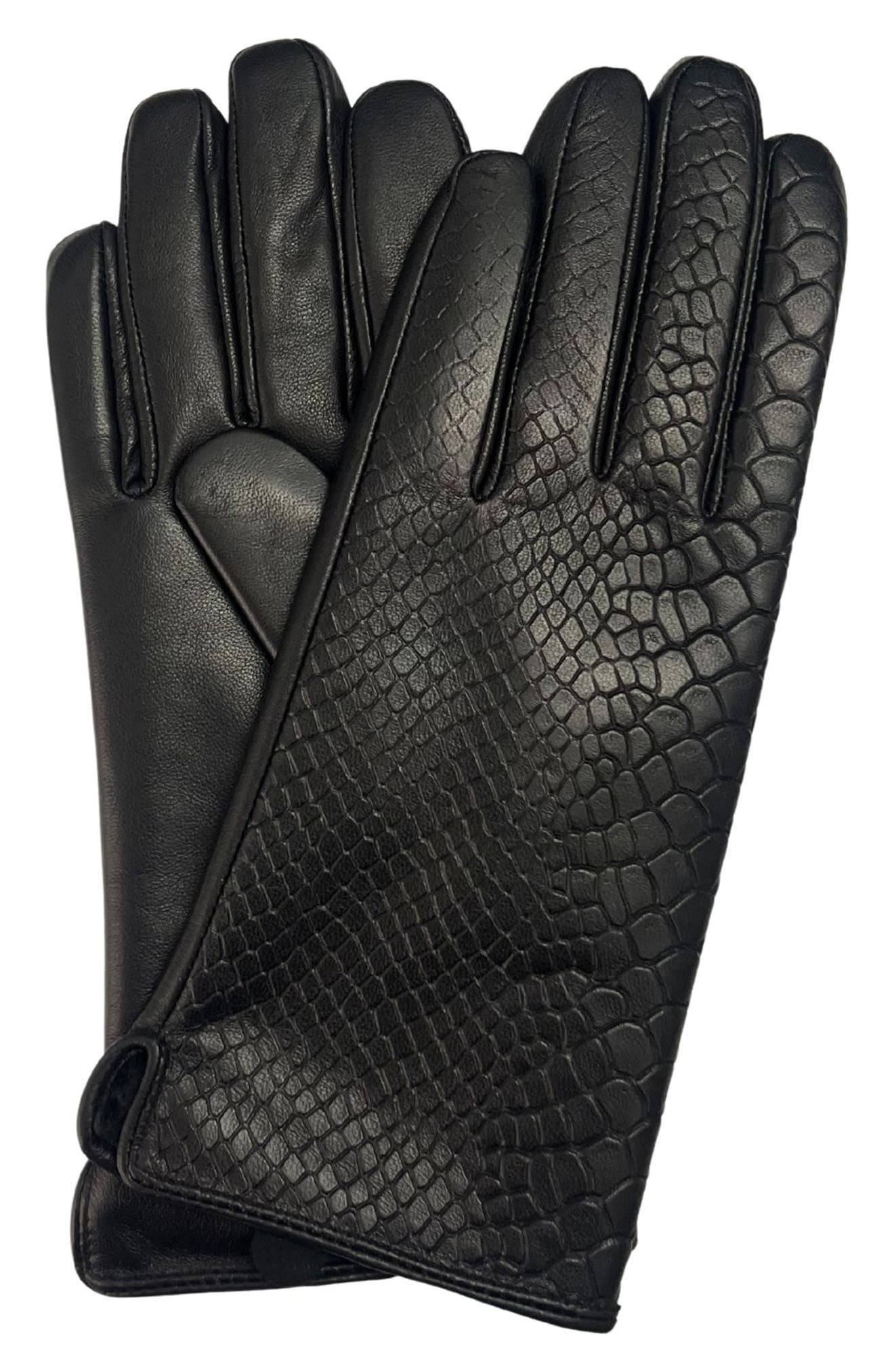 MARCUS ADLER Snakeskin Embossed Leather Gloves