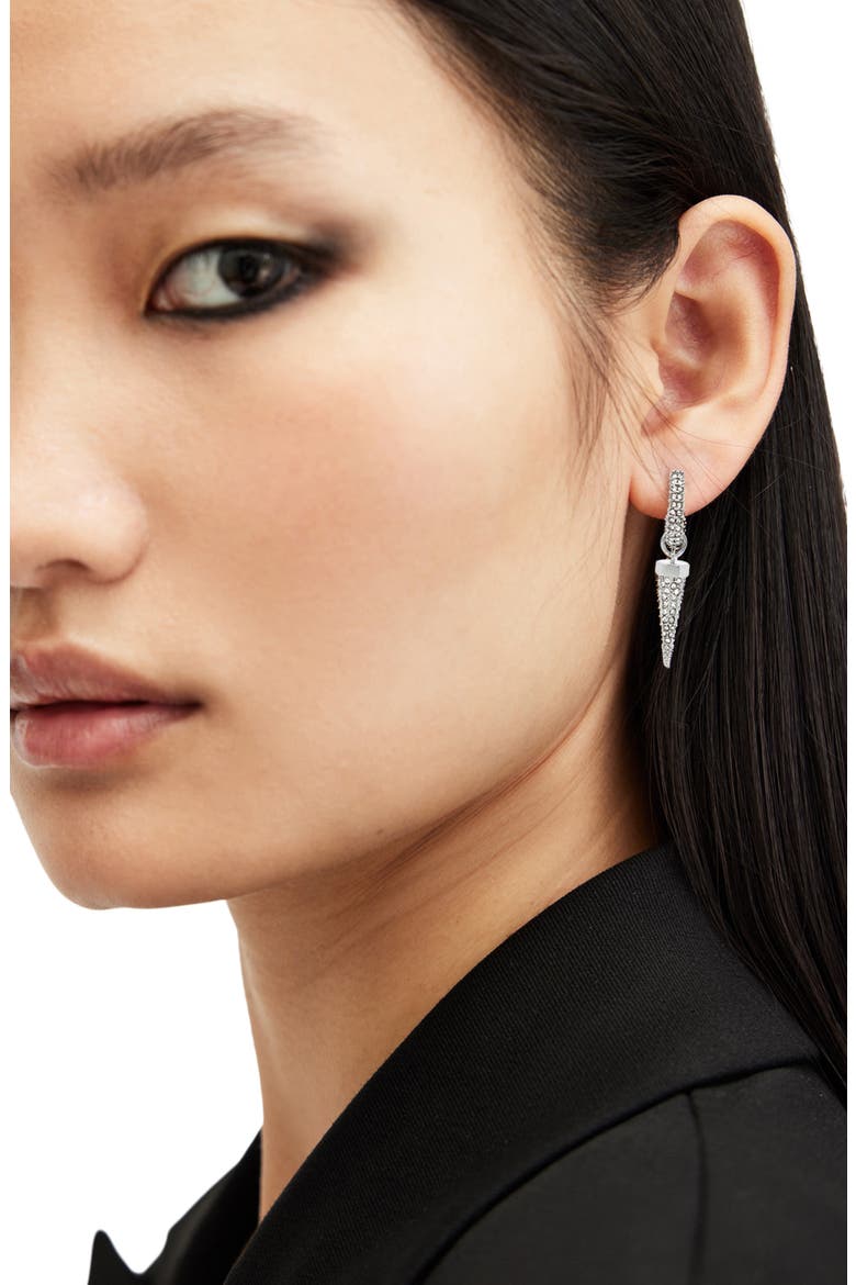 Pavé Crystal Spike Hoop Earrings, Alternate, color, RHODIUM
