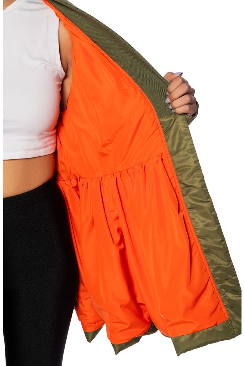 Rosalia Peplum Puffer Bomber Jacket, Alternate, color, GREEN