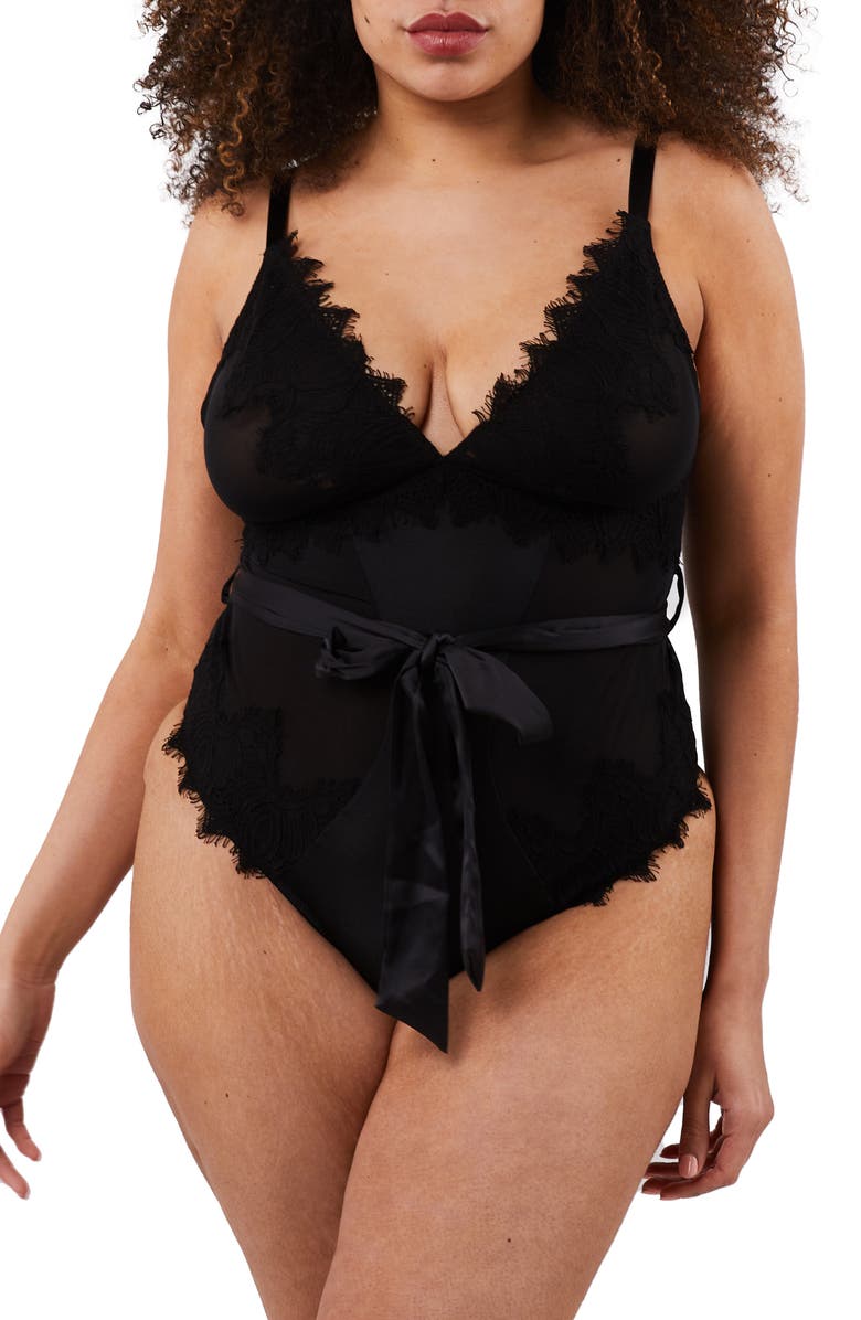 Playful Promises Lace & Mesh Teddy, Main, color, 