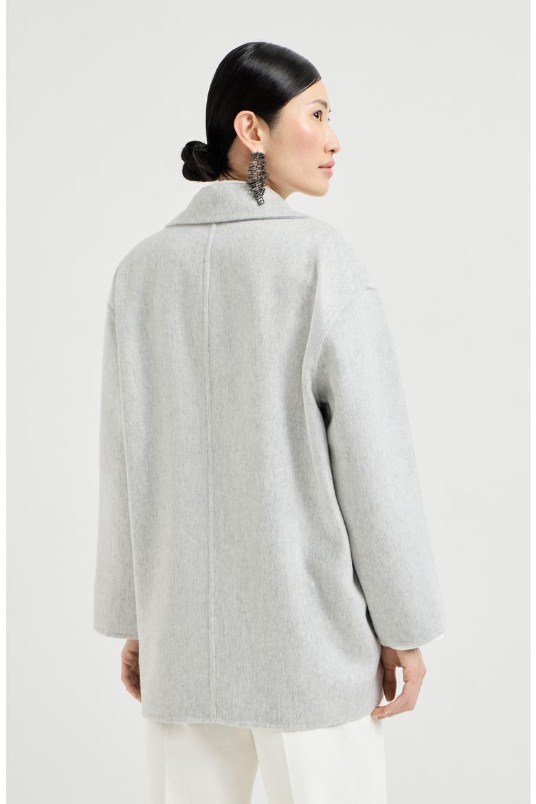Cashmere double beaver cloth pea coat, Alternate, color, Light Grey
