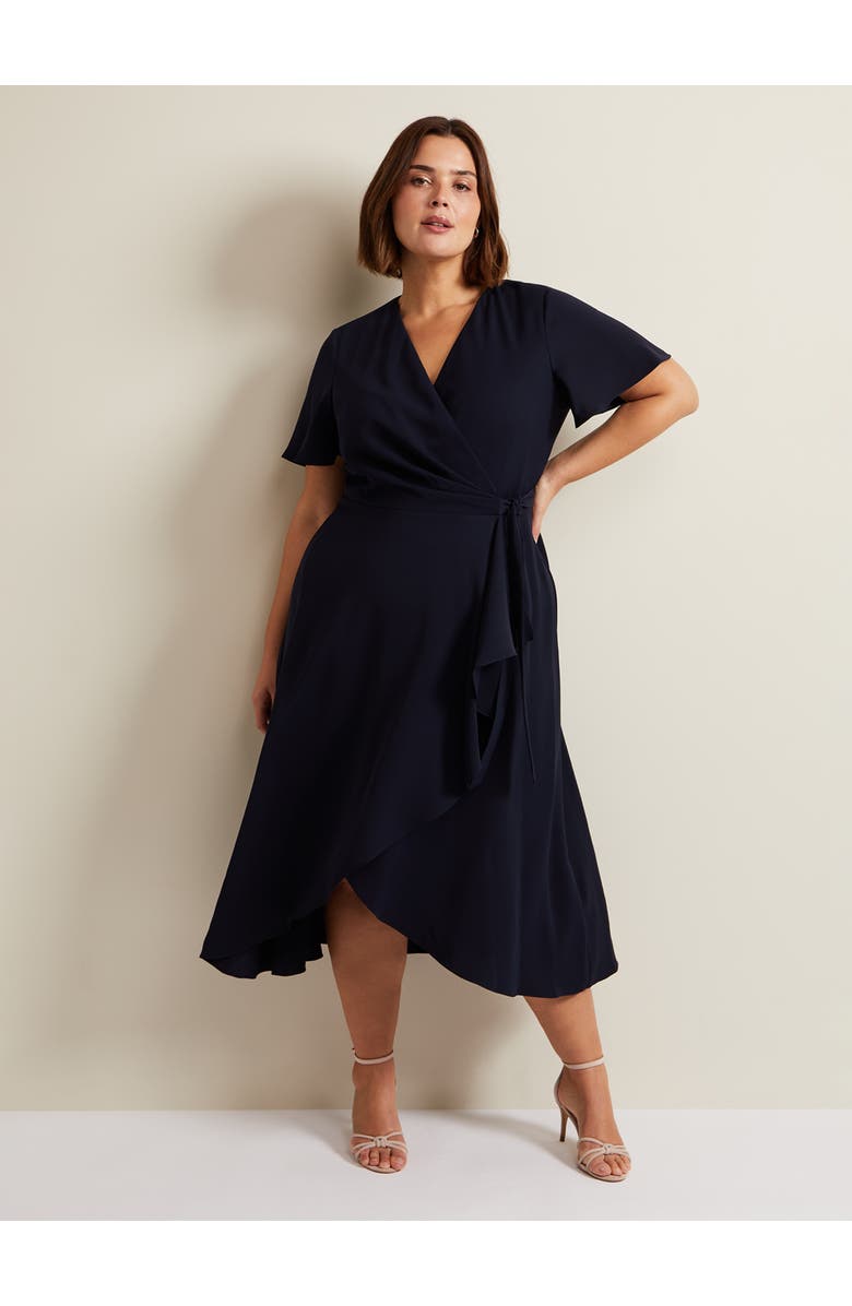 Phase Eight Julissa Frill Wrap Dress., Alternate, color, Navy