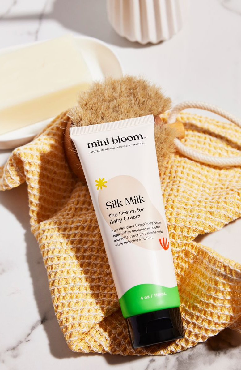 mini bloom Silk Milk Baby Body Lotion, Alternate, color, Peach / Green