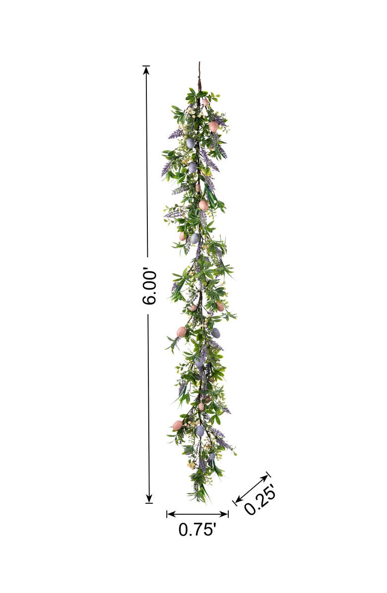 Glitzhome 72"L Easter Egg & Lavender Garland, Alternate, color, Green