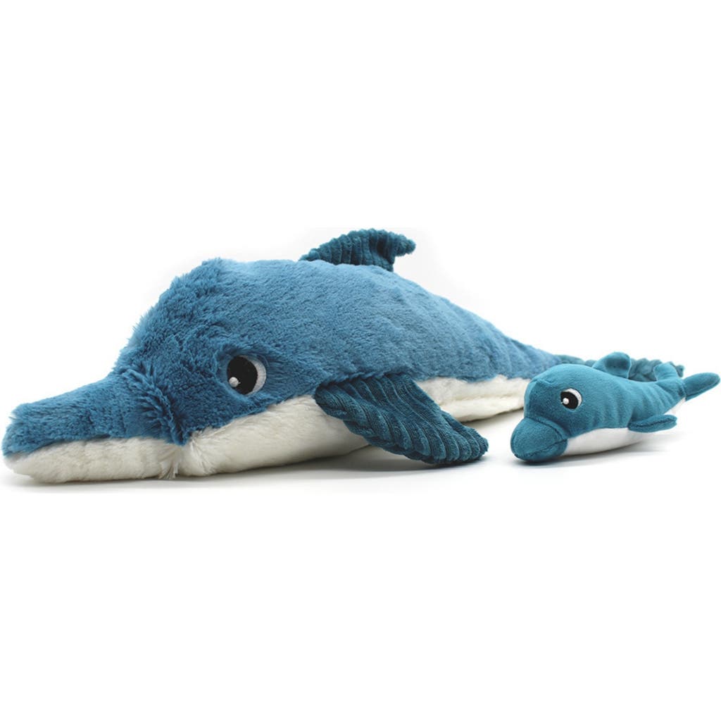Les Ptipotos Dolphin Mom & Her Baby - Secret Keeper Plush Toy, Eco-Friendly, Soft & Washable in Blue  product