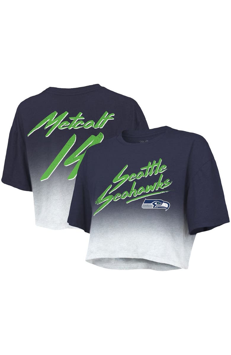 Majestic Threads Women's Majestic Threads DK Metcalf Navy/White Seattle Seahawks Dip-Dye Player Name & Number Crop Top, Main, color, Navy