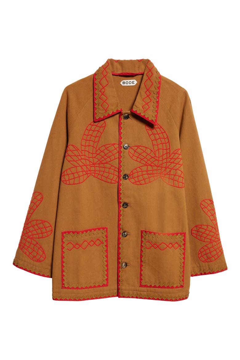 Maple Embroidered Field Coat, Alternate, color, BROWN RED