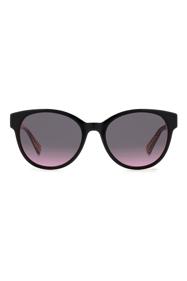 Nathalie 55mm Round Sunglasses, Main, color, BLACK