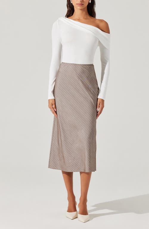 Astr The Label Stripe Skirt In Taupe Stripe