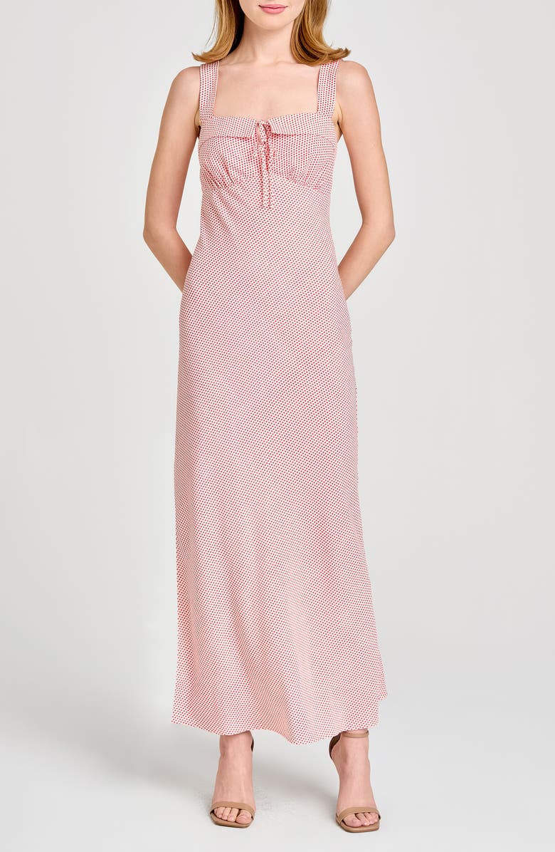 WAYF Violet Mini Dot Maxi Dress, Main, color, Red Mini Dot