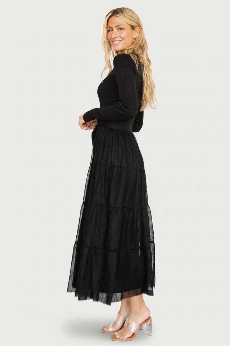 Demi Sweater Tulle Dress, Alternate, color, Black