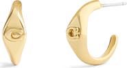COACH Signet C Huggie Hoop Earrings