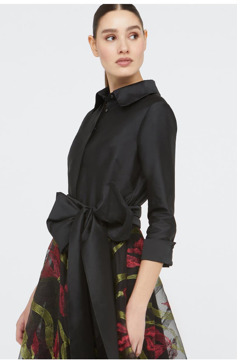Theia Azura Shirt Dress, Alternate, color, Black