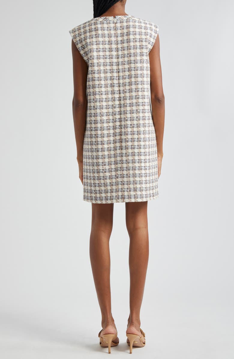 Veronica Beard Nomi Sleeveless Tweed Shift Minidress, Alternate, color, Ivory/ Camel