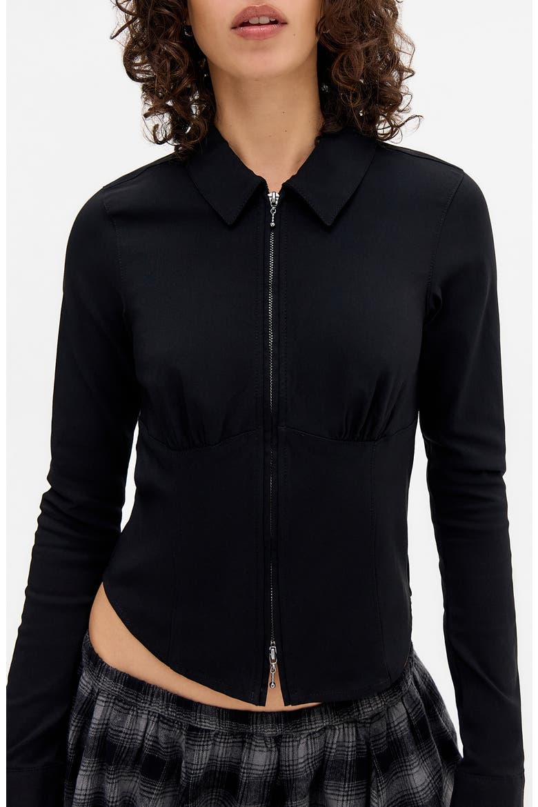 Hailey Zip-Up Shirt, Main, color, BLACK