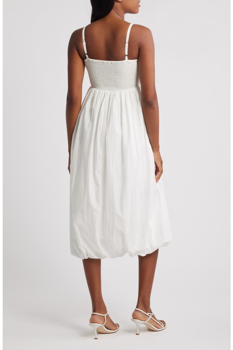 Cami Puffball Drop Waist Midi Dress, Alternate, color, WHITE