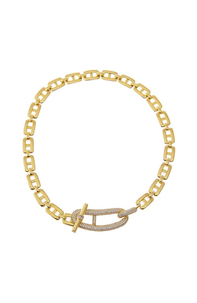 BY ADINA EDEN Pave Accented Mariner Toggle Necklace, Main, color, Gold