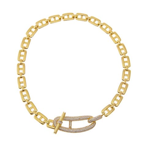 Pave Accented Mariner Toggle Necklace