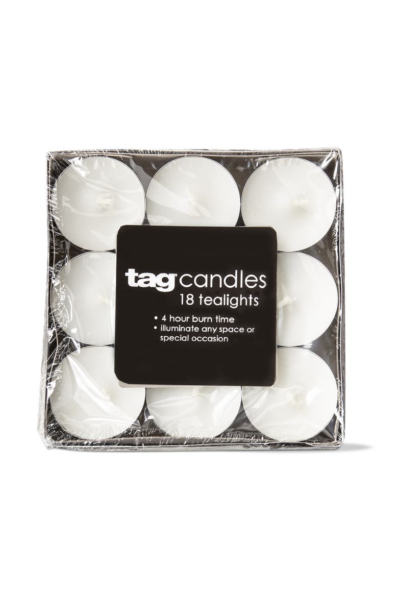 Color Studio White Unscented Tealight Candles Set of 18, Main, color, White
