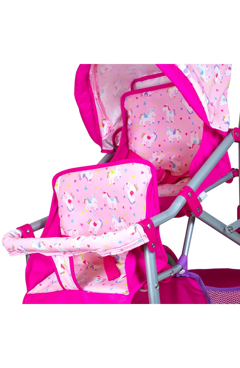 Lissi Colorful Twin Baby Doll Pram, Alternate, color, Pink