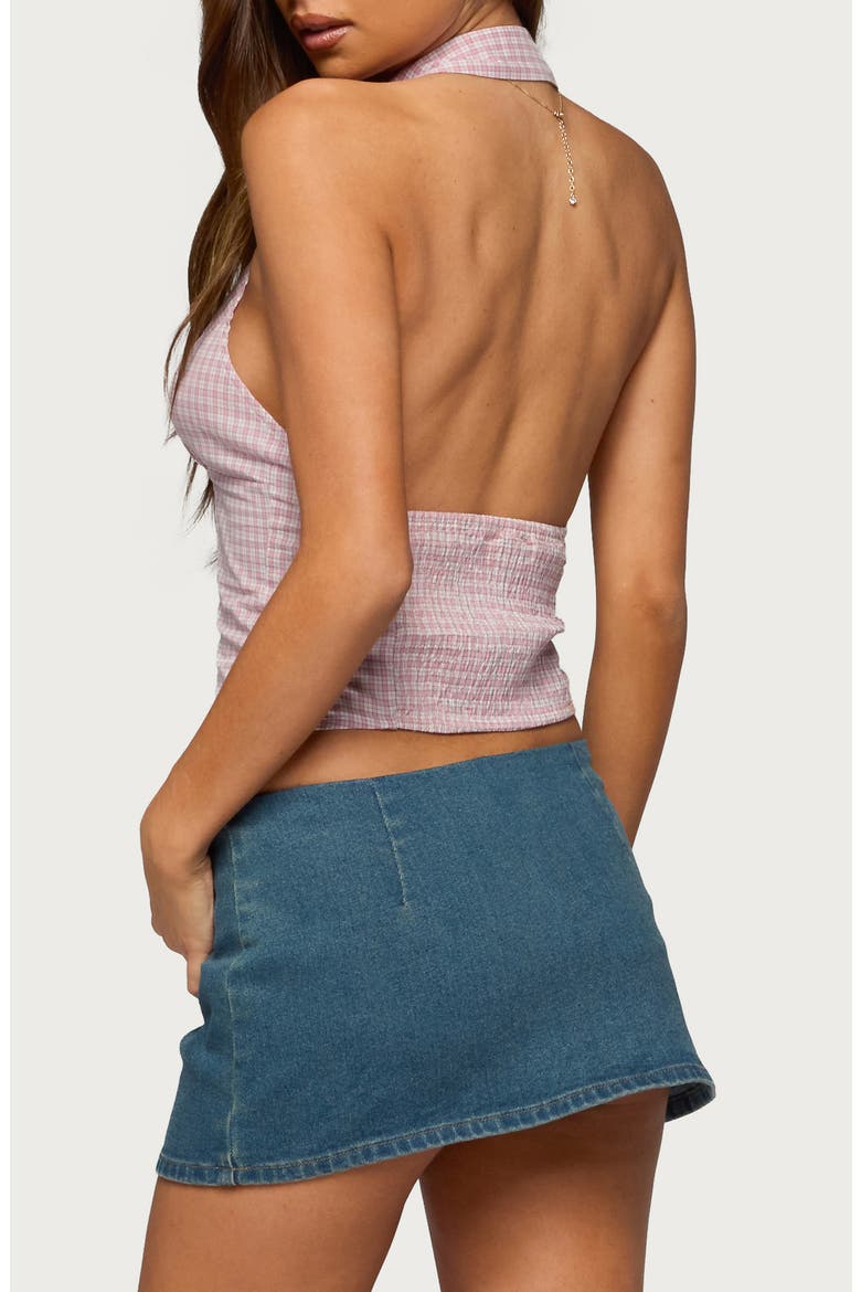 Imrie Plaid Crop Halter Shirt, Alternate, color, LIGHT-PINK