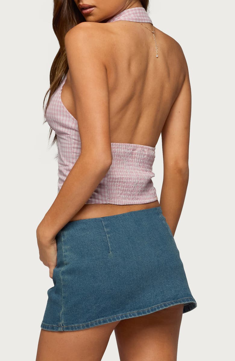 EDIKTED Imrie Plaid Crop Halter Shirt, Alternate, color, 