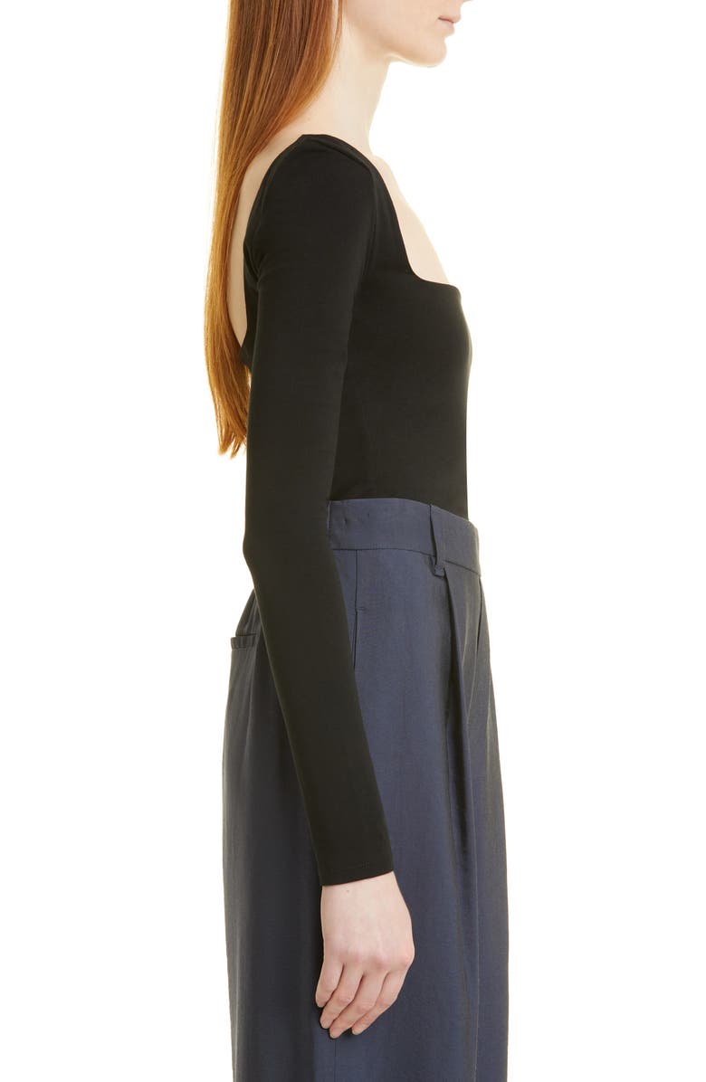 Vince Square Neck Long Sleeve Stretch Cotton Knit Top, Alternate, color, 