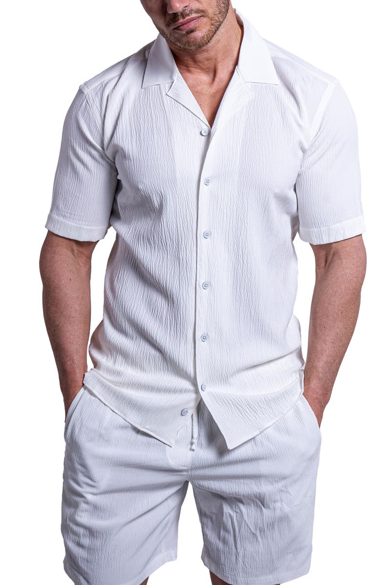 Maceoo Everyday White Short Sleeve Button-Up Shirt, Alternate, color, White