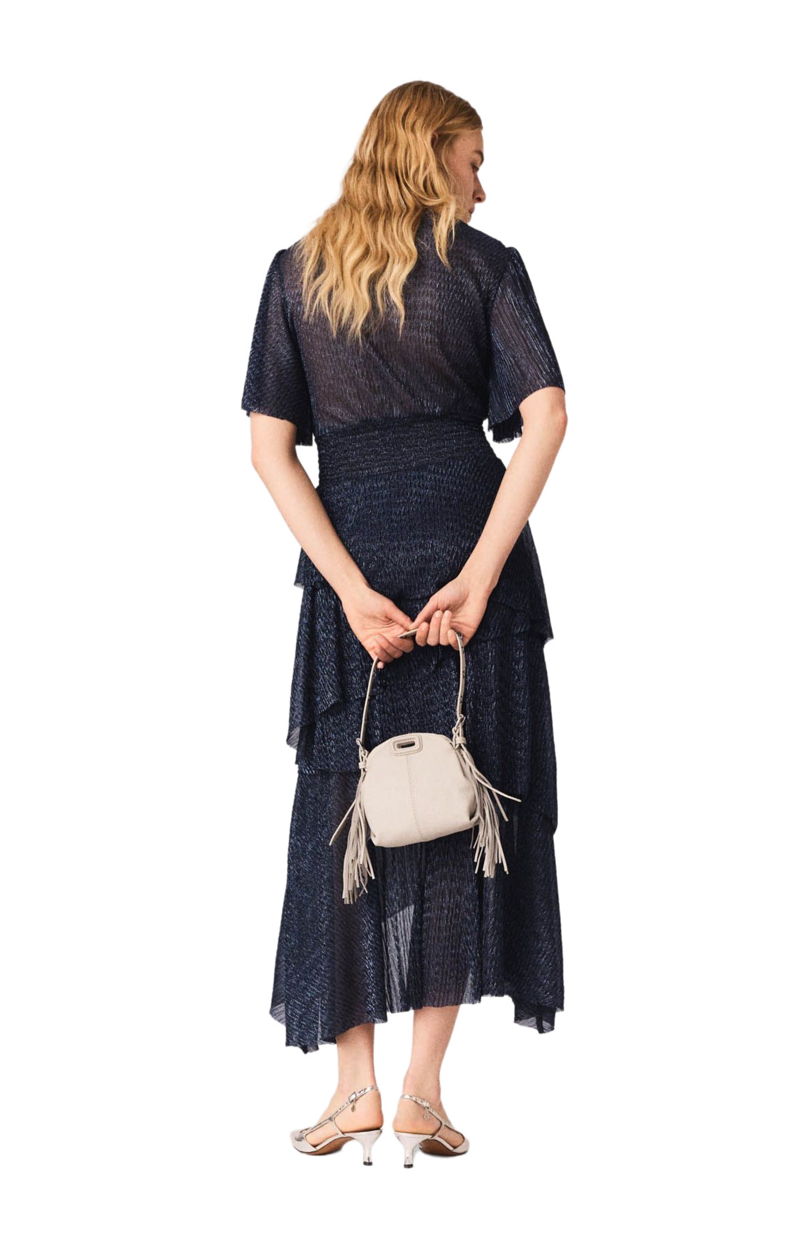 Metallic ruffled midi dress - image 2