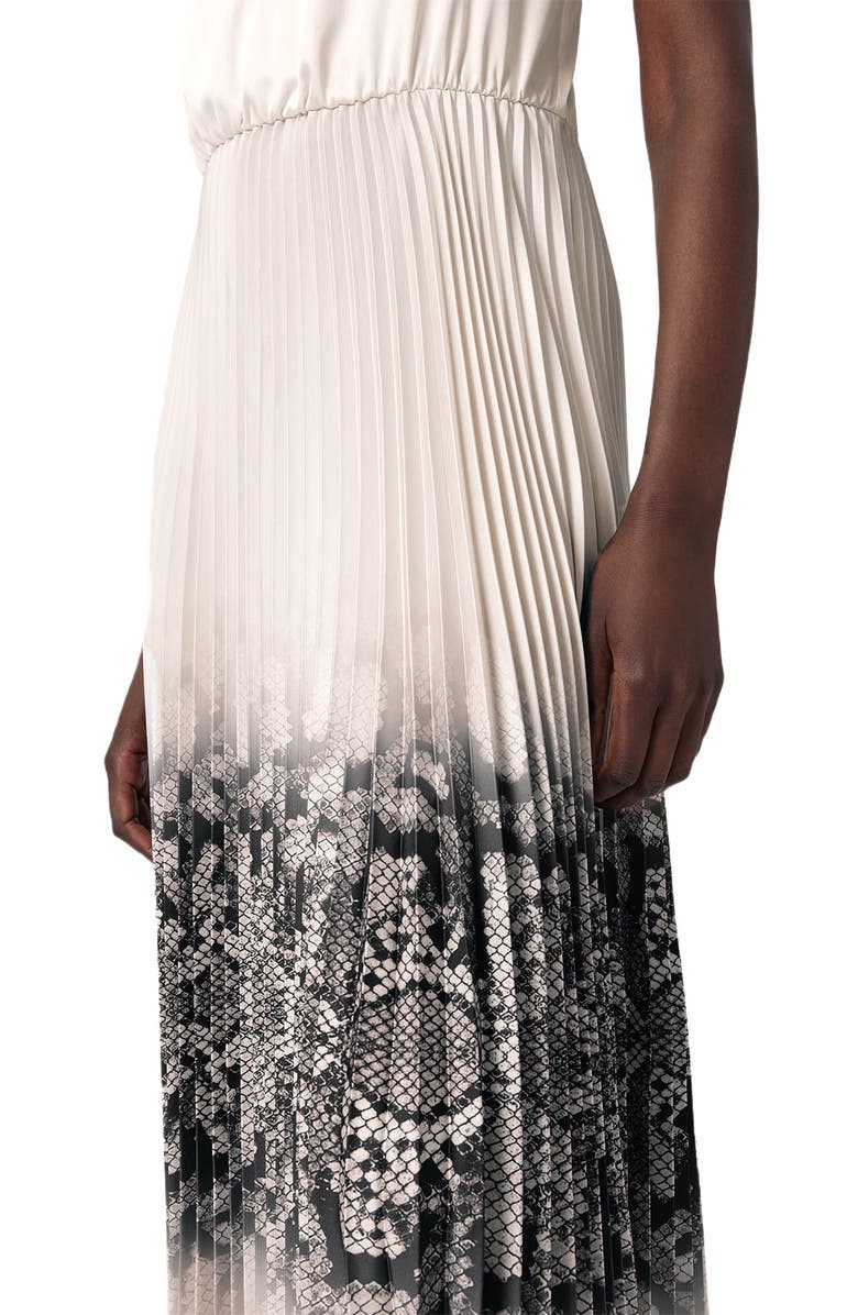 AllSaints Curtis Ophis Two-Piece Sweater & Pleated Midi Dress, Alternate, color, Chalk White