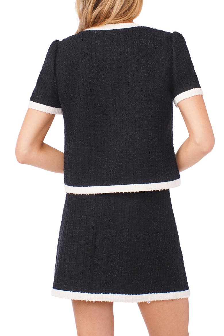 Short Sleeve Bouclé Crop Jacket, Alternate, color, RICH BLACK