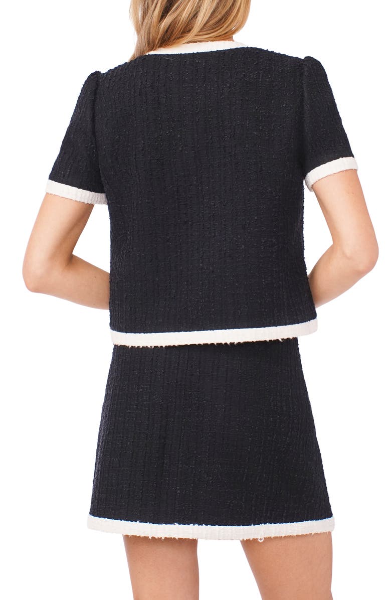 CeCe Short Sleeve Bouclé Crop Jacket, Alternate, color, Rich Black