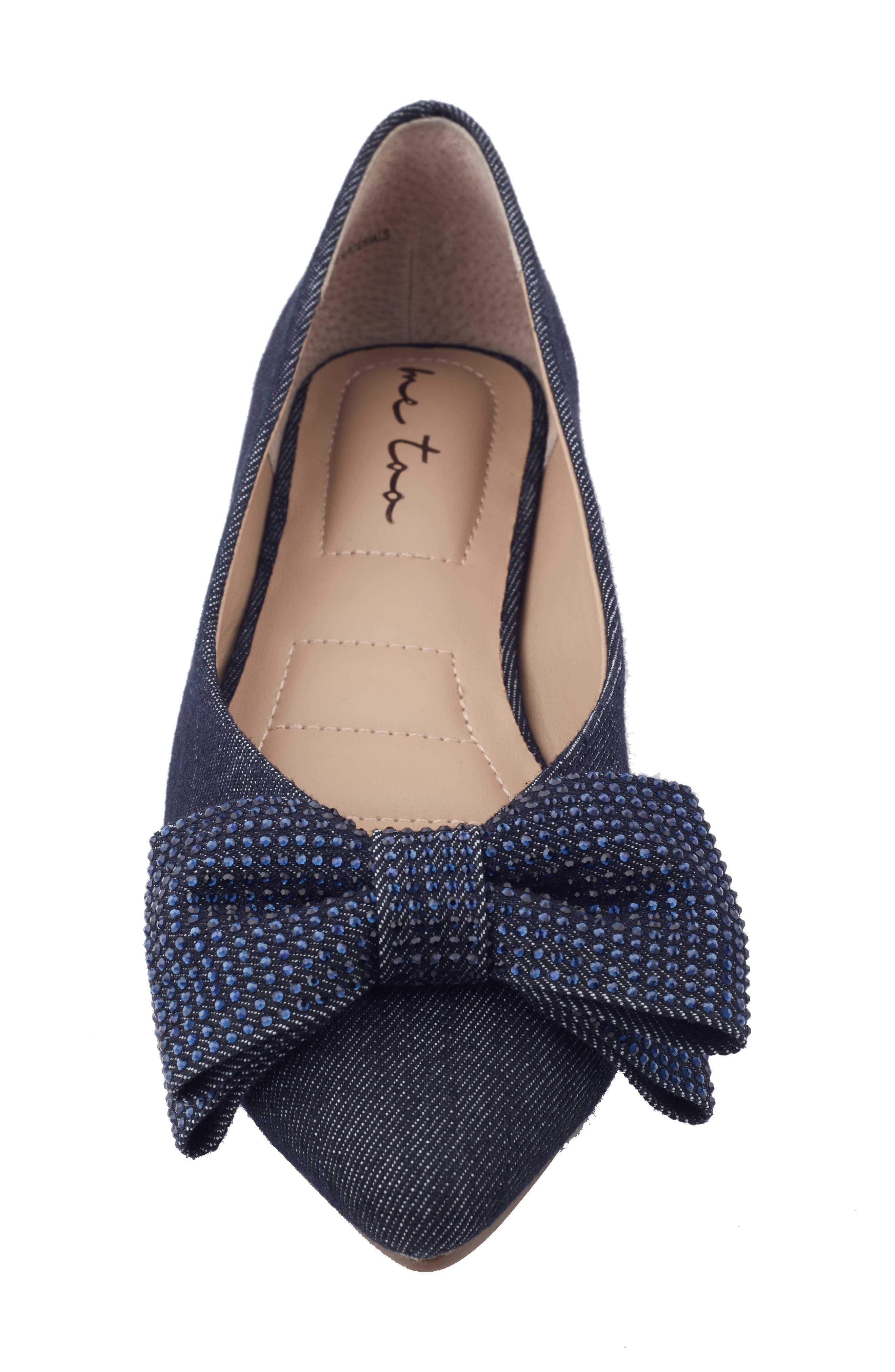 Me Too Alize Bow Pointed Toe Flat, Alternate, color, Demin