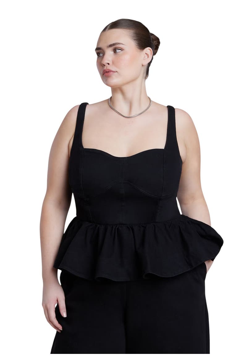 Peplum Barrel Leg Jumpsuit, Alternate, color, BLACK WASH