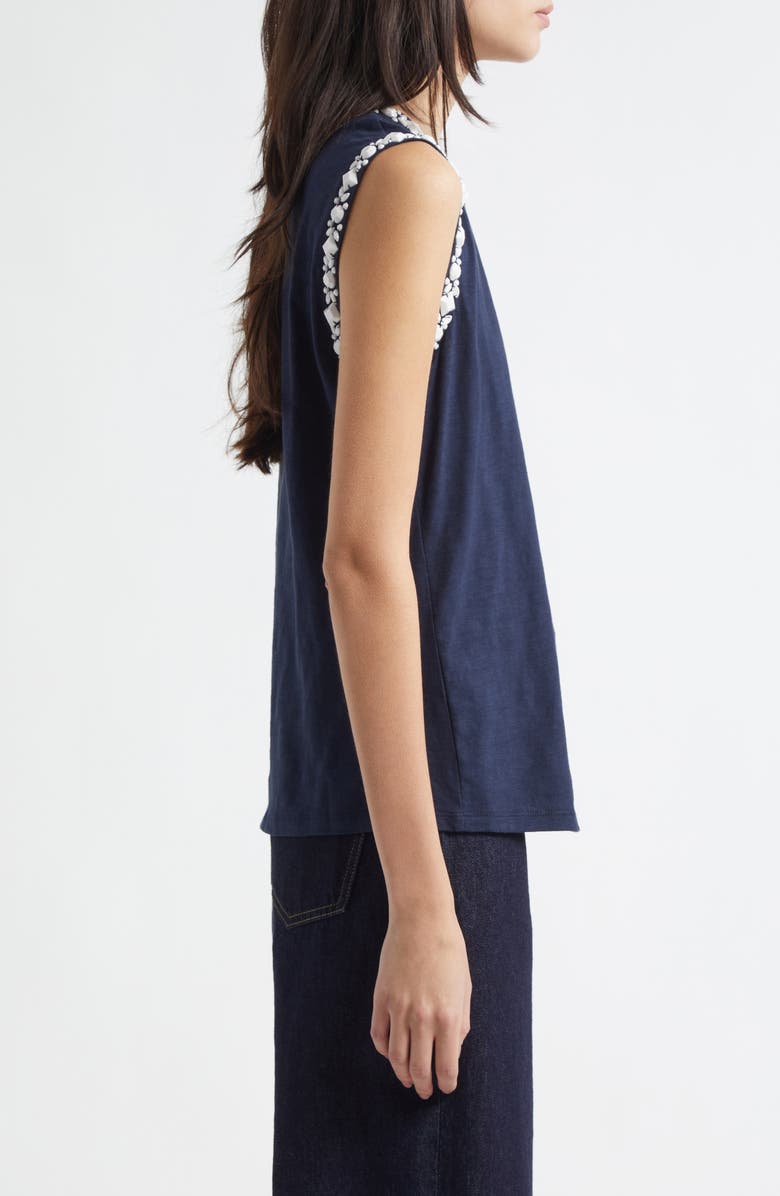 Cinq à Sept Blaine Opaque Stone Sleeveless Top, Alternate, color, Navy/ White
