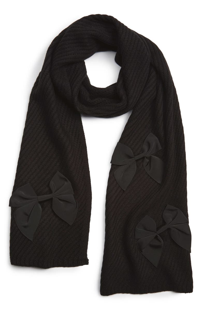 Kate Spade New York bow rib knit scarf, Main, color, 