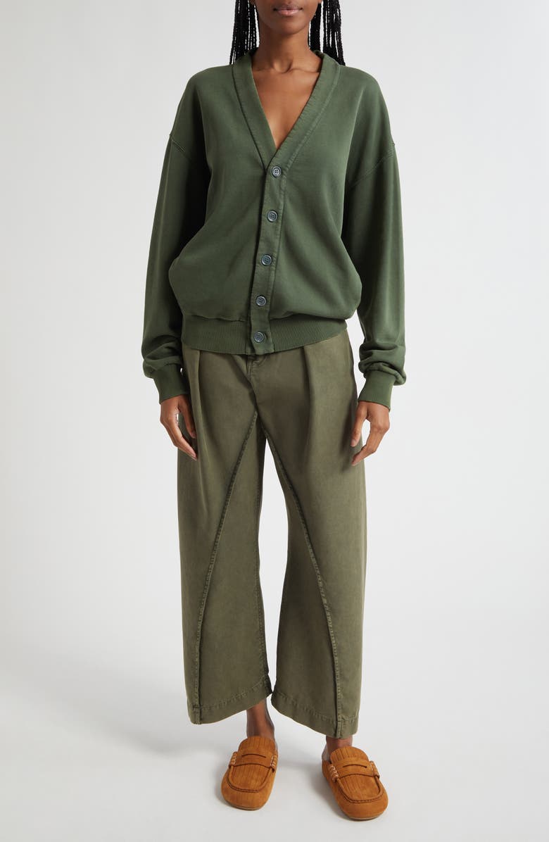 JW Anderson Twisted Seam Pleated Wide Leg Trousers, Alternate, color, 595 Olive