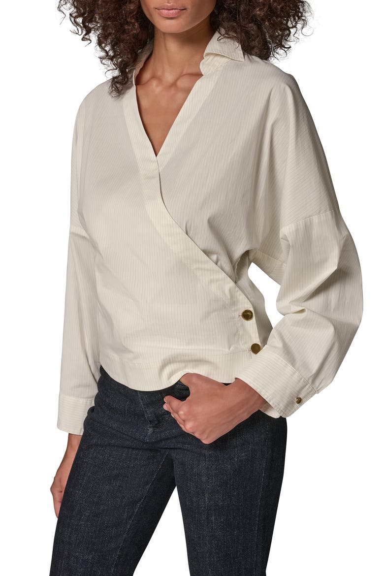 Pinstripe Poplin Dolman Shirt, Main, color, CRM COMBO
