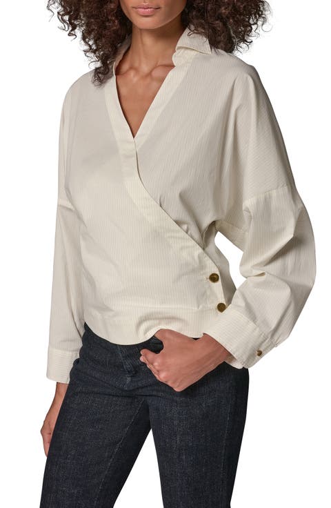 Pinstripe Poplin Dolman Shirt