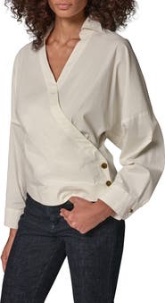 Donna Karan New York Pinstripe Poplin Dolman Shirt
