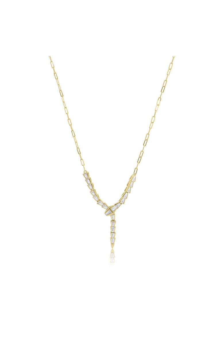 CZ Snake Lariat Necklace, Main, color, Gold-Plated Sterling Silver