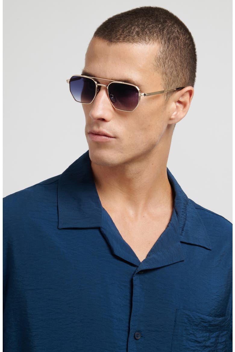 52mm Navigator Sunglasses, Alternate, color, GOLD BLACK/ BL SF AR