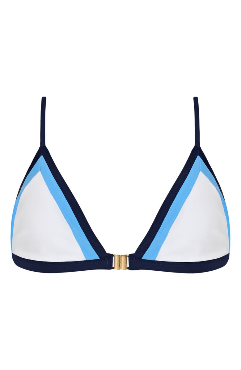 Milly Positano Colorblock Bikini Top, Alternate, color, Navy Multi