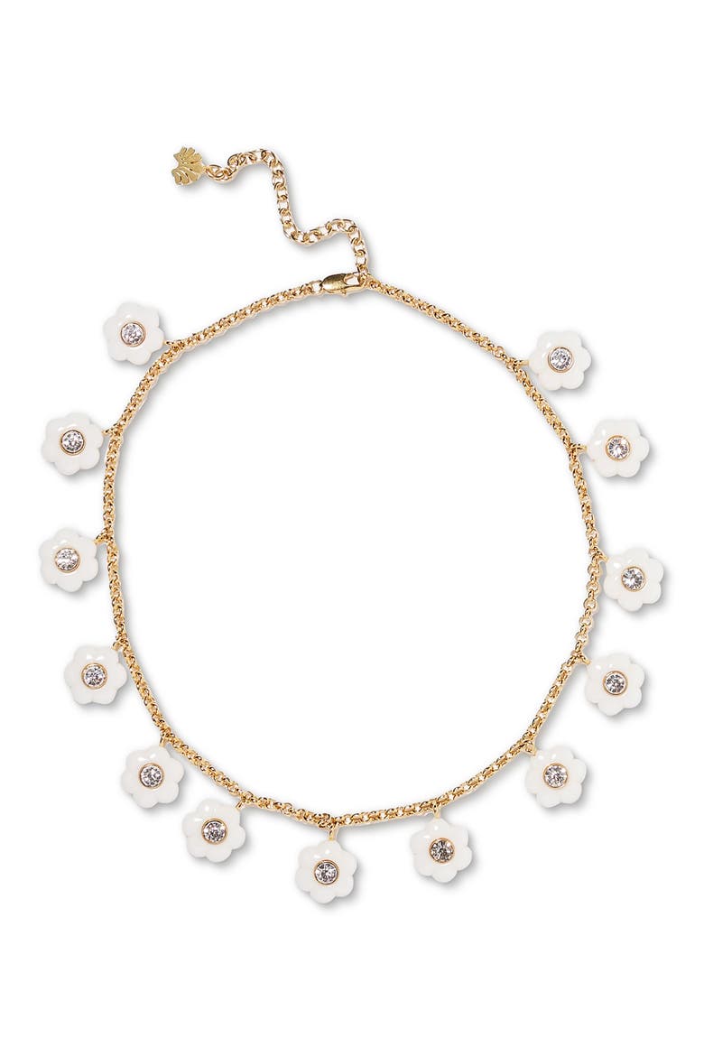 Daphne Crystal Charm Necklace, Main, color, WHITE